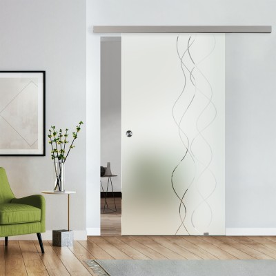 Komplettset Glasschiebetür mit Design