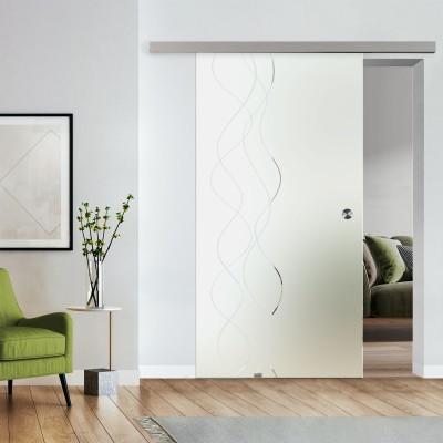 Komplettset Glasschiebetür mit Design