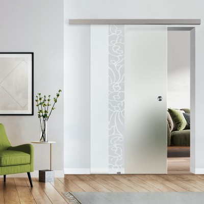 Komplettset Glasschiebetür mit Design