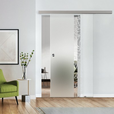 Komplettset Glasschiebetür mit Design