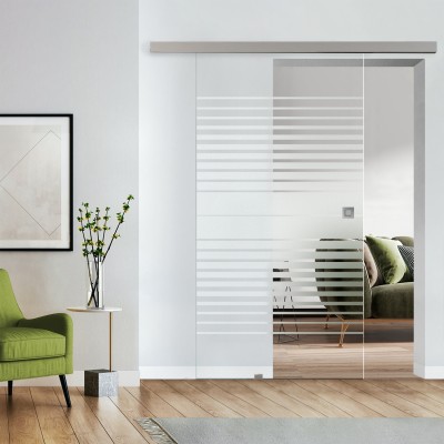Komplettset Glasschiebetür mit Design
