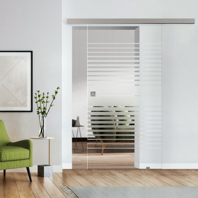 Komplettset Glasschiebetür mit Design