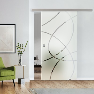 Komplettset Glasschiebetür mit Design