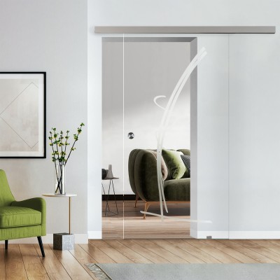 Komplettset Glasschiebetür mit Design
