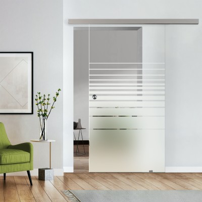 Komplettset Glasschiebetür mit Design