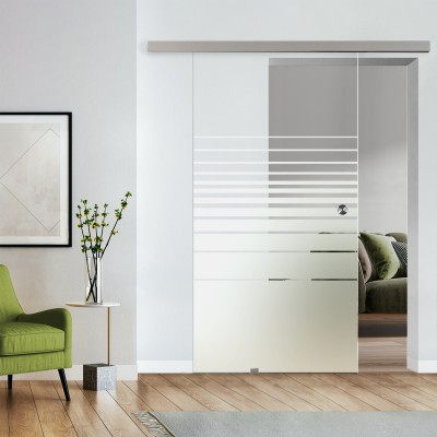 Komplettset Glasschiebetür mit Design