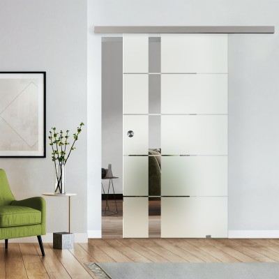 Komplettset Glasschiebetür mit Design