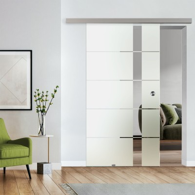 Komplettset Glasschiebetür mit Design