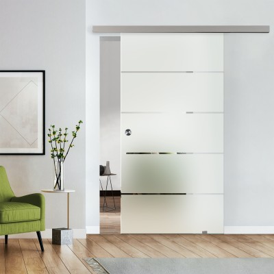 Komplettset Glasschiebetür mit Design