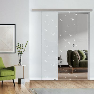 Komplettset Glasschiebetür mit Design