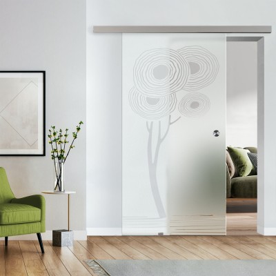 Komplettset Glasschiebetür mit Design