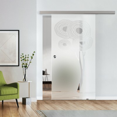 Komplettset Glasschiebetür mit Design