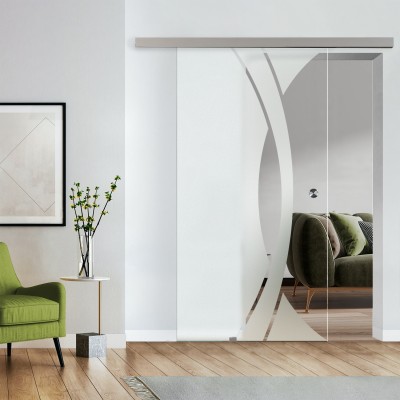 Komplettset Glasschiebetür mit Design