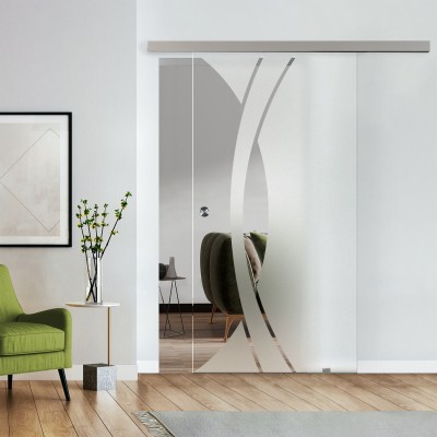 Komplettset Glasschiebetür mit Design