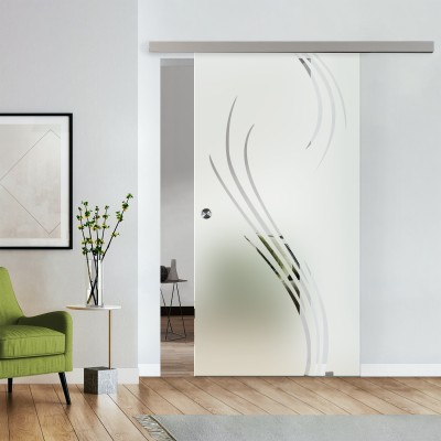 Komplettset Glasschiebetür mit Design