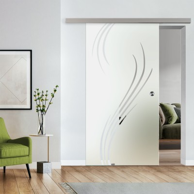 Komplettset Glasschiebetür mit Design