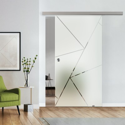 Komplettset Glasschiebetür mit Design