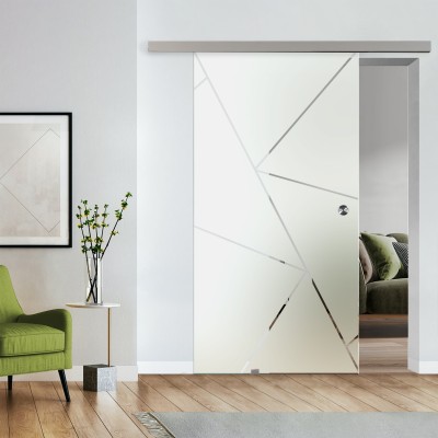 Komplettset Glasschiebetür mit Design