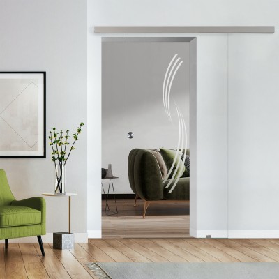 Komplettset Glasschiebetür mit Design