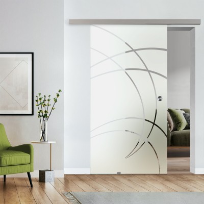 Komplettset Glasschiebetür mit Design