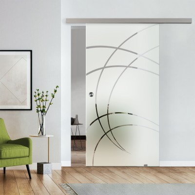 Komplettset Glasschiebetür mit Design