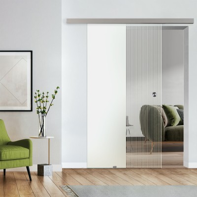 Komplettset Glasschiebetür mit Design