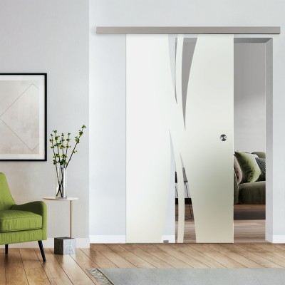 Komplettset Glasschiebetür mit Design