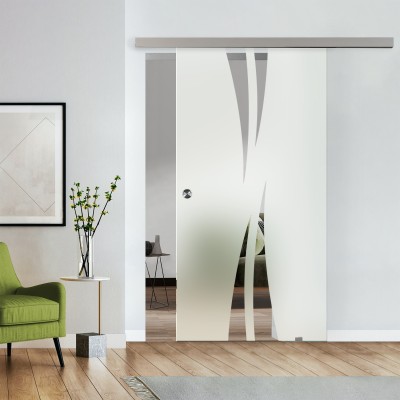 Komplettset Glasschiebetür mit Design