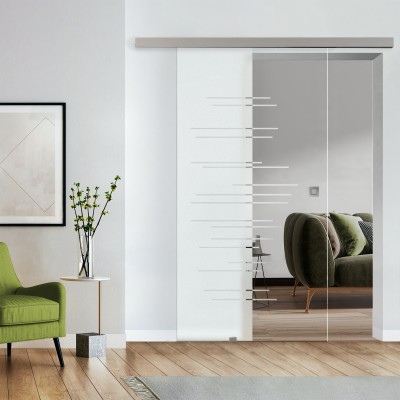 Komplettset Glasschiebetür mit Design