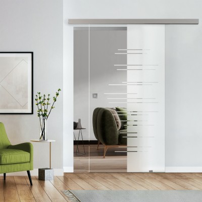 Komplettset Glasschiebetür mit Design