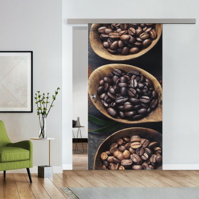 Komplettset Glasschiebetür mit Fotoprint