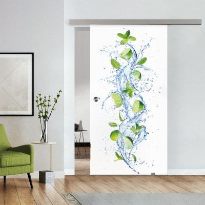 Komplettset Glasschiebetür mit Fotoprint