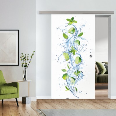 Komplettset Glasschiebetür mit Fotoprint