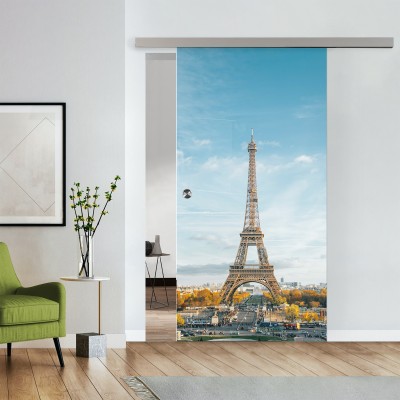 Komplettset Glasschiebetür mit Fotoprint