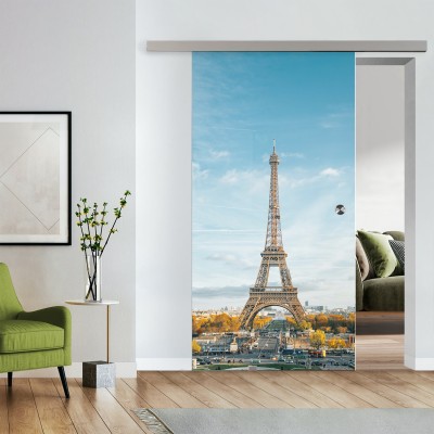 Komplettset Glasschiebetür mit Fotoprint
