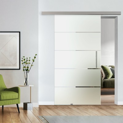 Komplettset Glasschiebetür mit Design