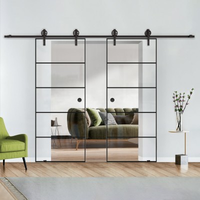 Doppelflügel Klarglas mit Design Black