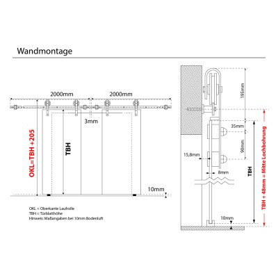 Doppelflügel Satino mit Design Black
