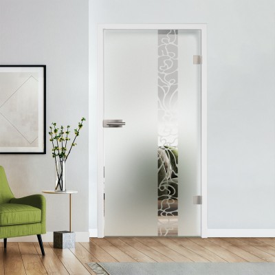 Glastür Klarglas mit Design optional Beschlag