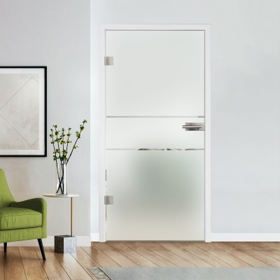 Glastür Klarglas mit Design optional Beschlag