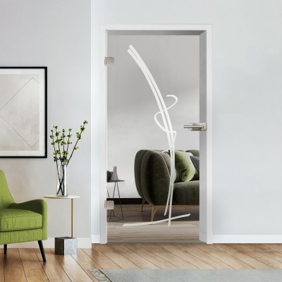 Glastür Klarglas mit Design optional Beschlag