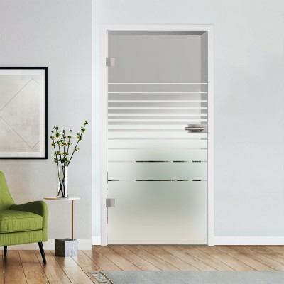 Glastür Klarglas mit Design optional Beschlag