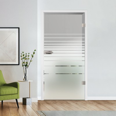 Glastür Klarglas mit Design optional Beschlag