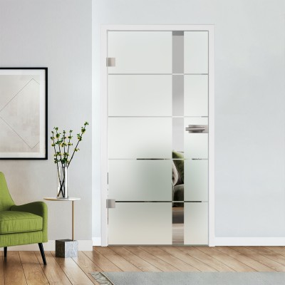 Glastür Klarglas mit Design optional Beschlag