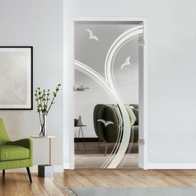 Glastür Klarglas mit Design optional Beschlag