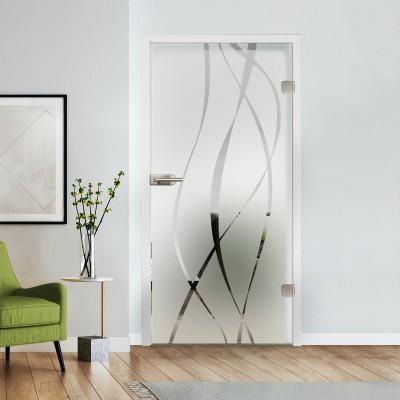 Glastür Klarglas mit Design optional Beschlag