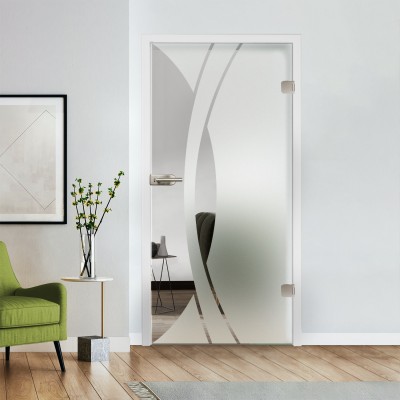 Glastür Klarglas mit Design optional Beschlag