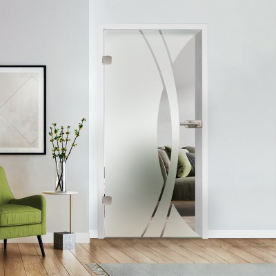 Glastür Klarglas mit Design optional Beschlag