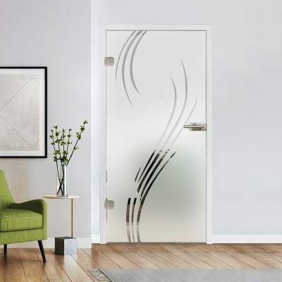 Glastür Klarglas mit Design optional Beschlag