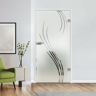 Glastür Klarglas mit Design optional Beschlag